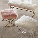 Acrylic Bench with faux fur leather