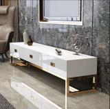 TV Cabinet / Metal Legs with White high gloss finished
